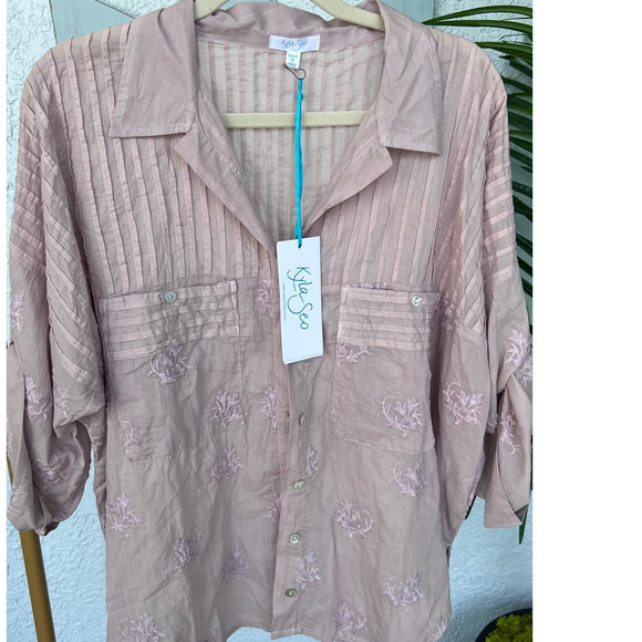 kyla seo Tops - NWT Kyla Seo Embroidered Cotton Long Sleeve T-shirt - Size S